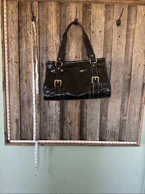 NWT Kenneth Cole Black Leather Shoulder Tote Bag HK40049LE Gold Hardware